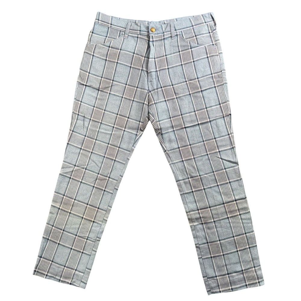 VTG Farah Plaid Trouser Men 34x28 (Tagged 36H) Blue USA Preppy Golf Grandpa Core